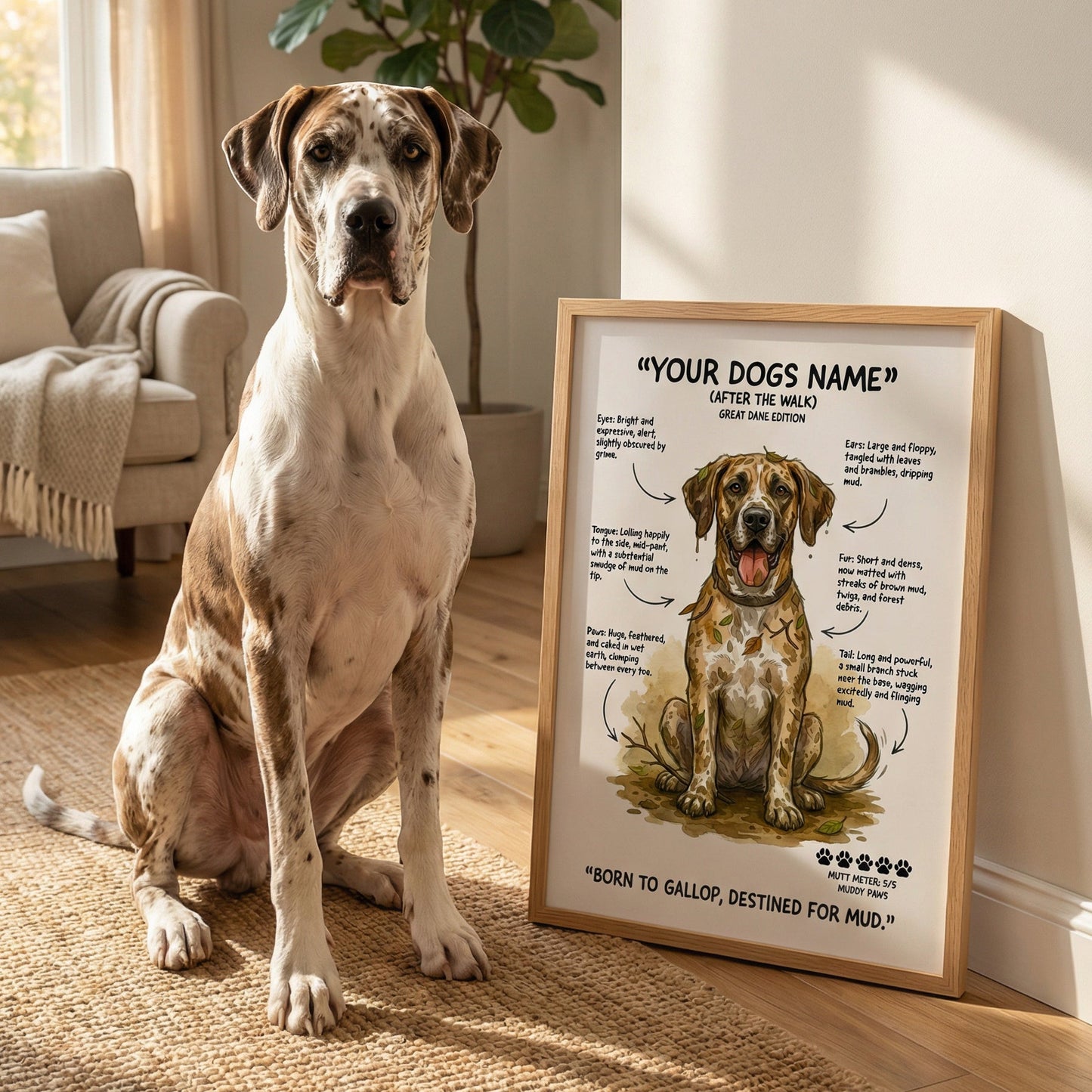 Great Dane - "After The Walk" Personalised Print