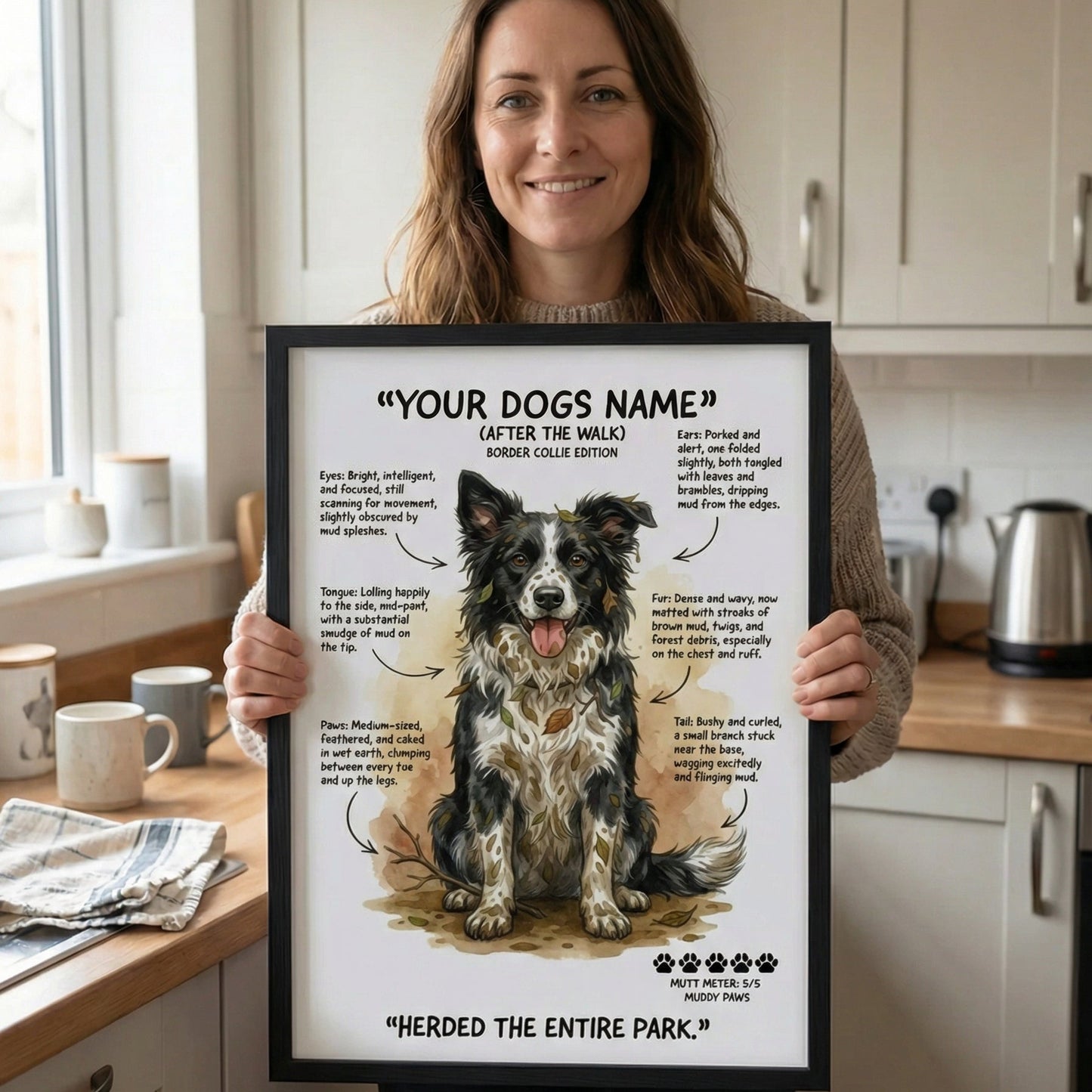 Border Collie - "After The Walk" Personalised Print