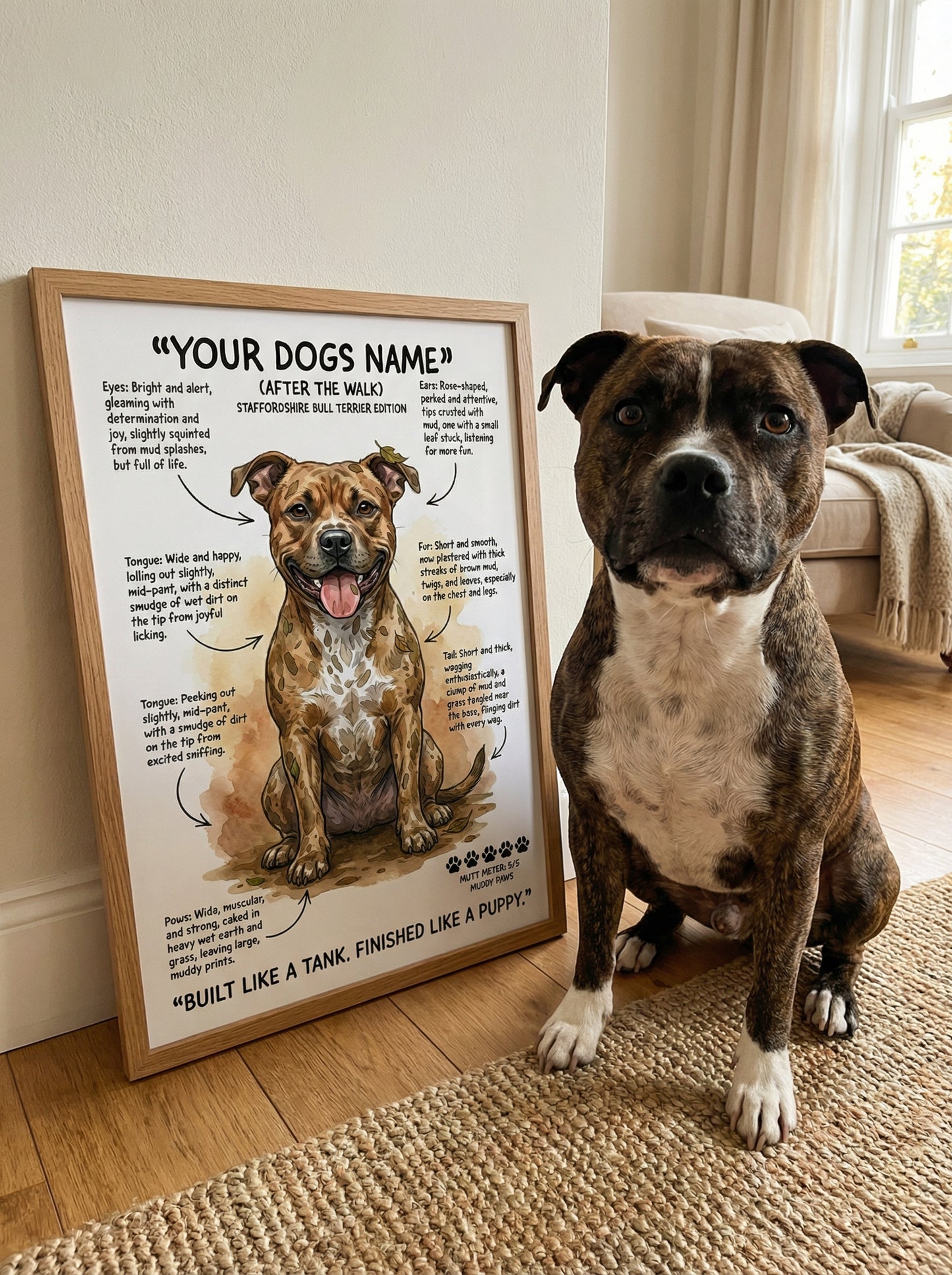 Staffordshire Bull Terrier - "After The Walk" Personalised Print