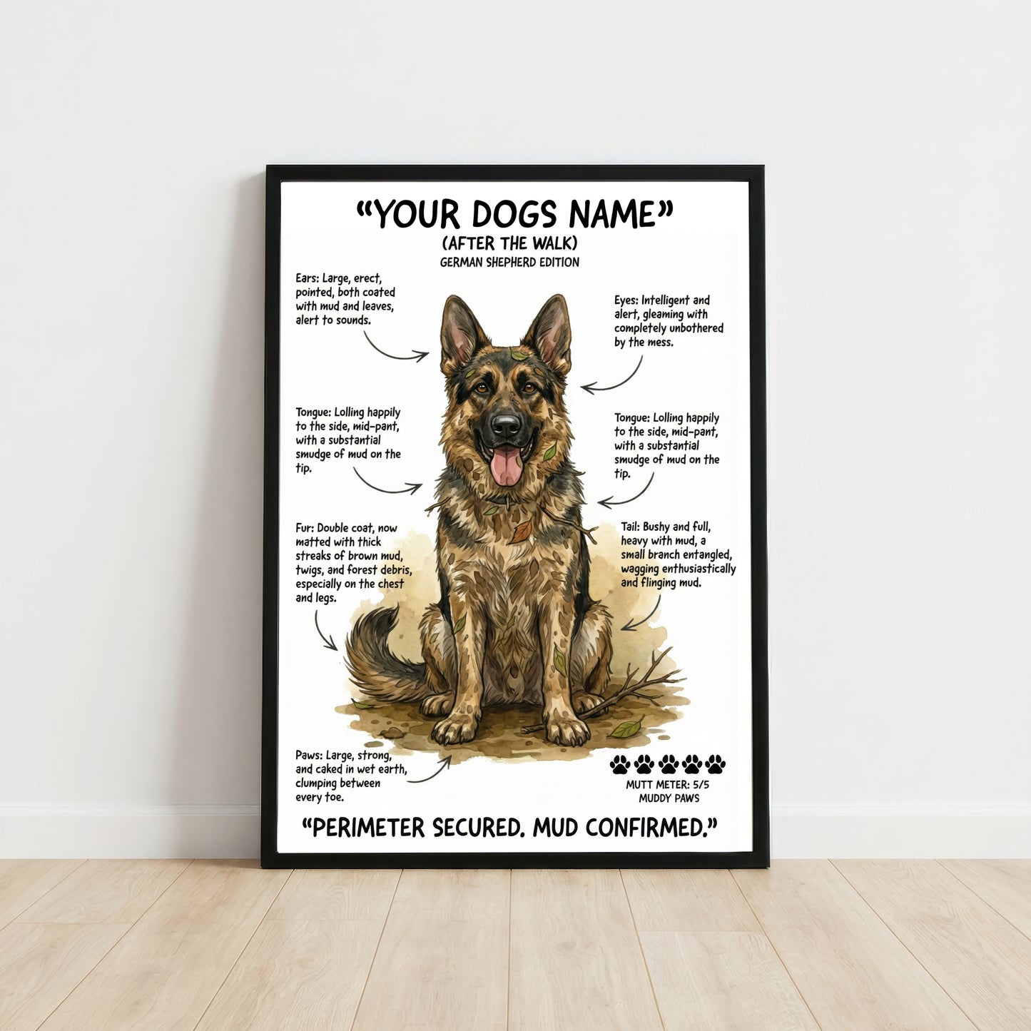 German Shepherd - "After The Walk" Personalised Print