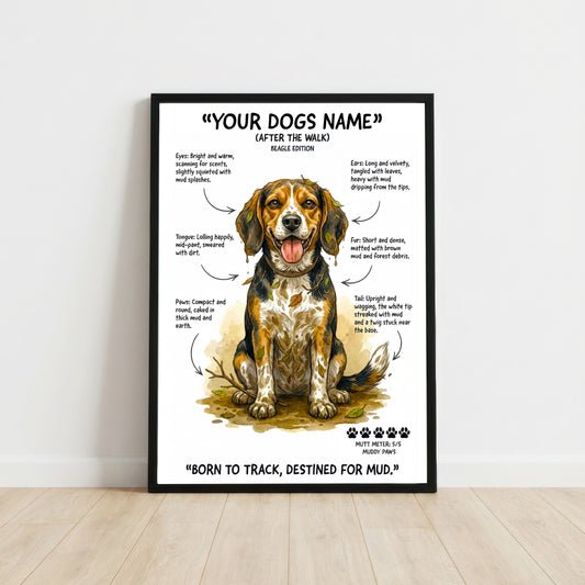 Beagle - "After The Walk" Personalised Print