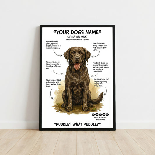 Chocolate Labrador - "After The Walk" Personalised Print