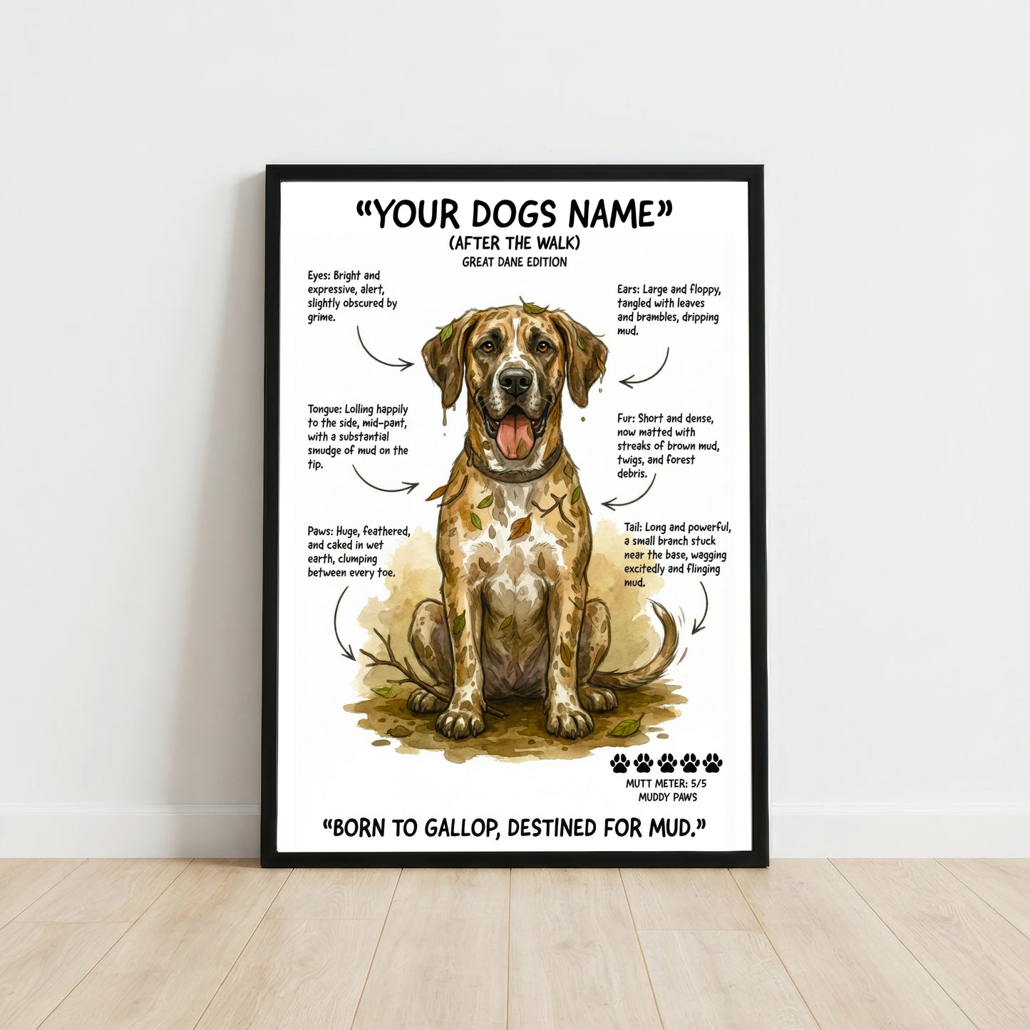 Great Dane - "After The Walk" Personalised Print