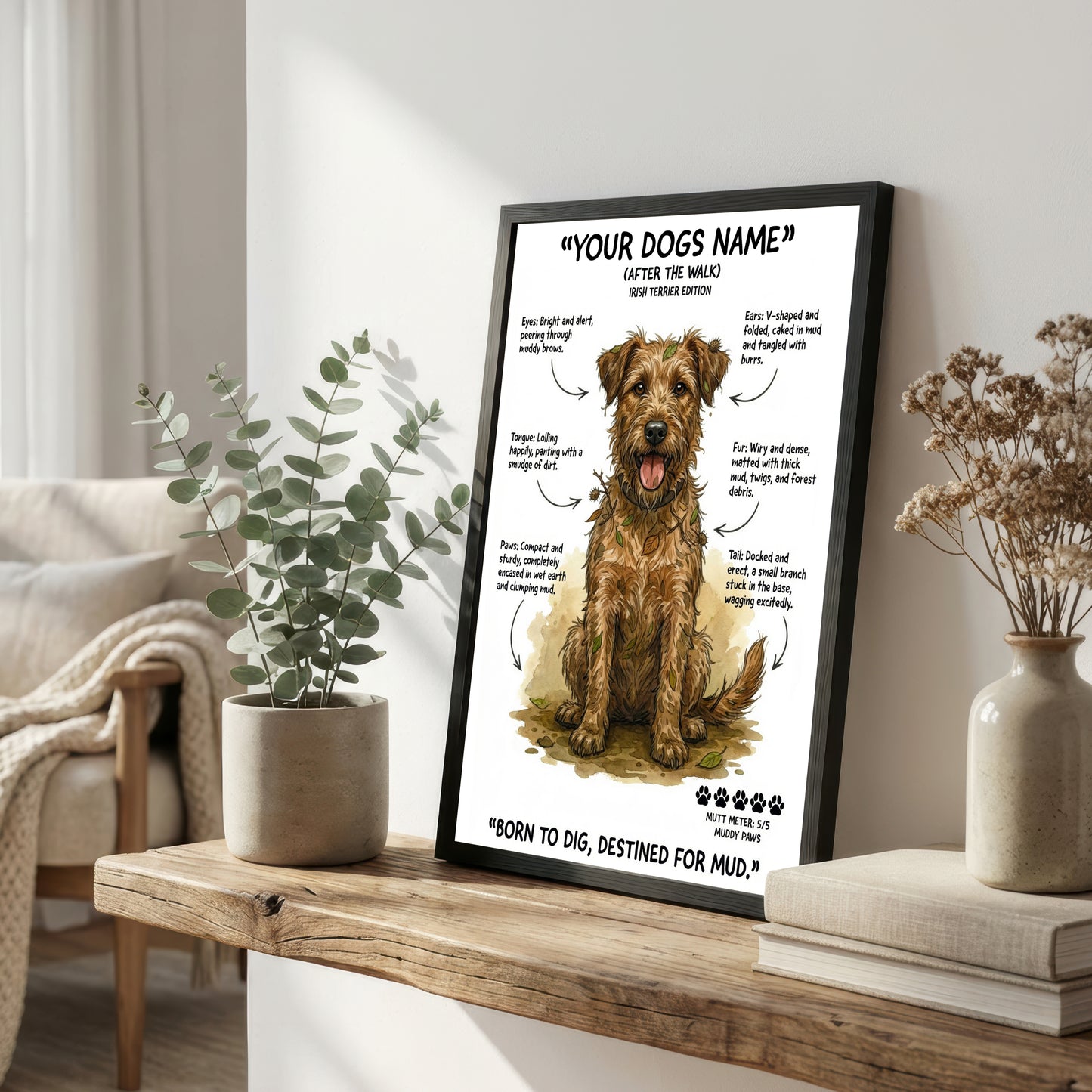 Irish Terrier - "After The Walk" Personalised Print