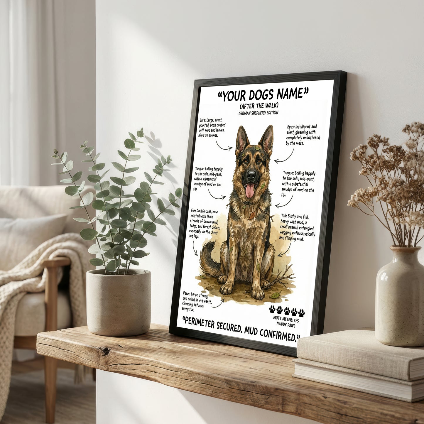 German Shepherd - "After The Walk" Personalised Print