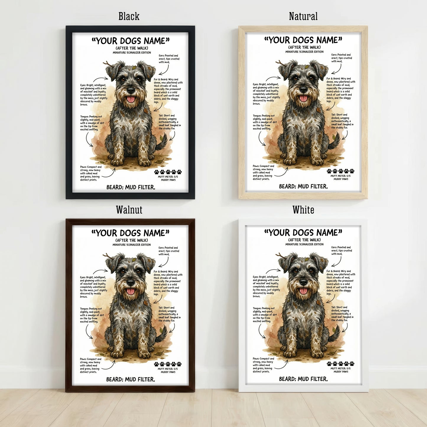 Miniature Schnauzer - "After The Walk" Personalised Print