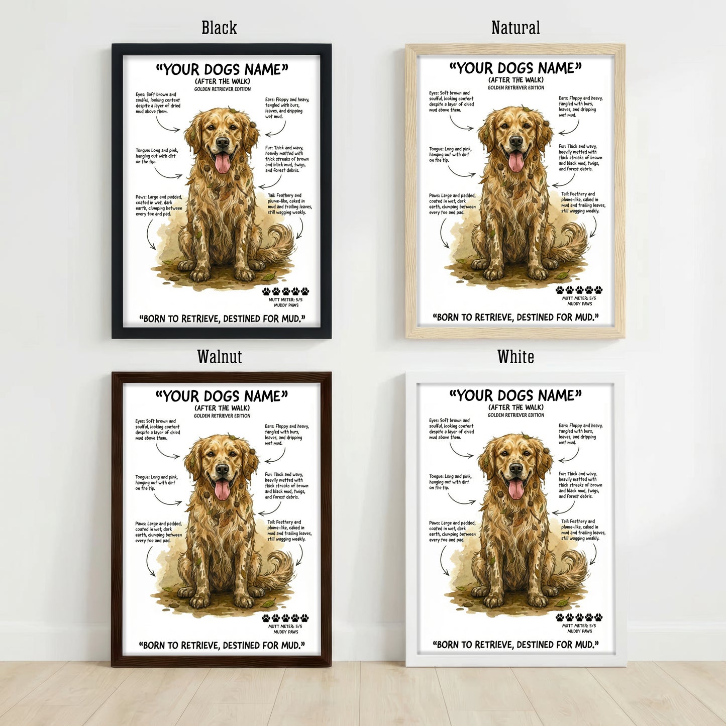 Golden Retriever - "After The Walk" Personalised Print