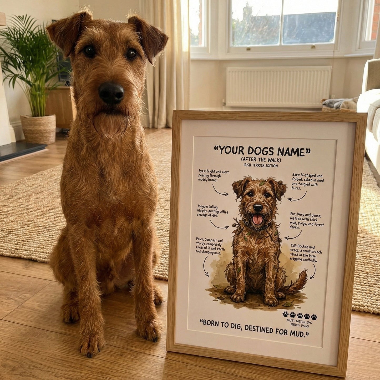 Irish Terrier - "After The Walk" Personalised Print