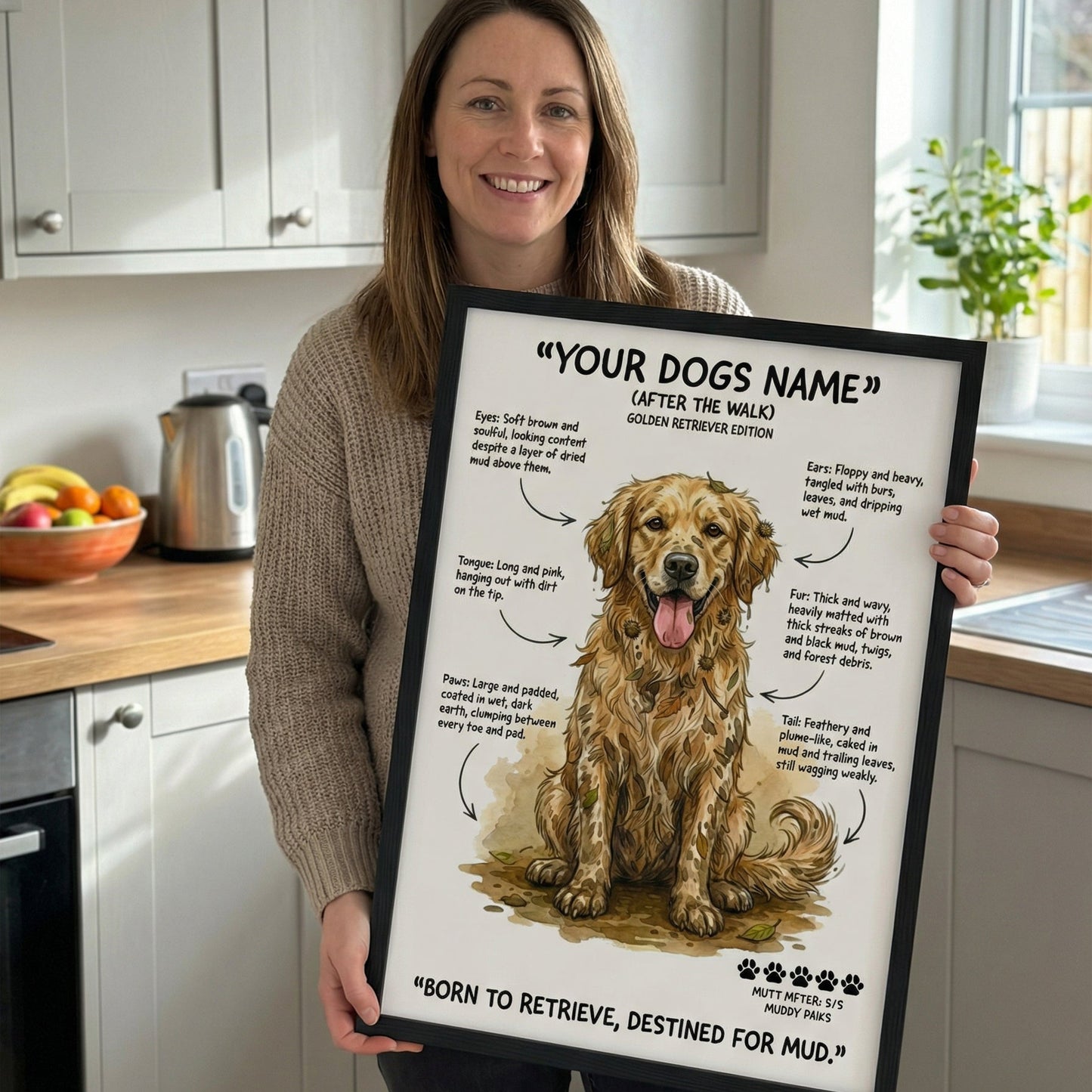 Golden Retriever - "After The Walk" Personalised Print