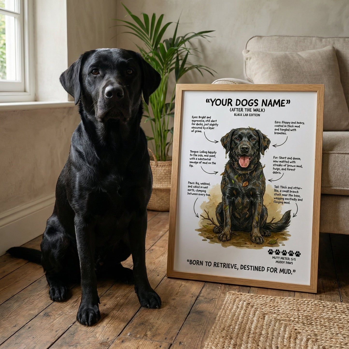 Black Labrador - "After The Walk" Personalised Print
