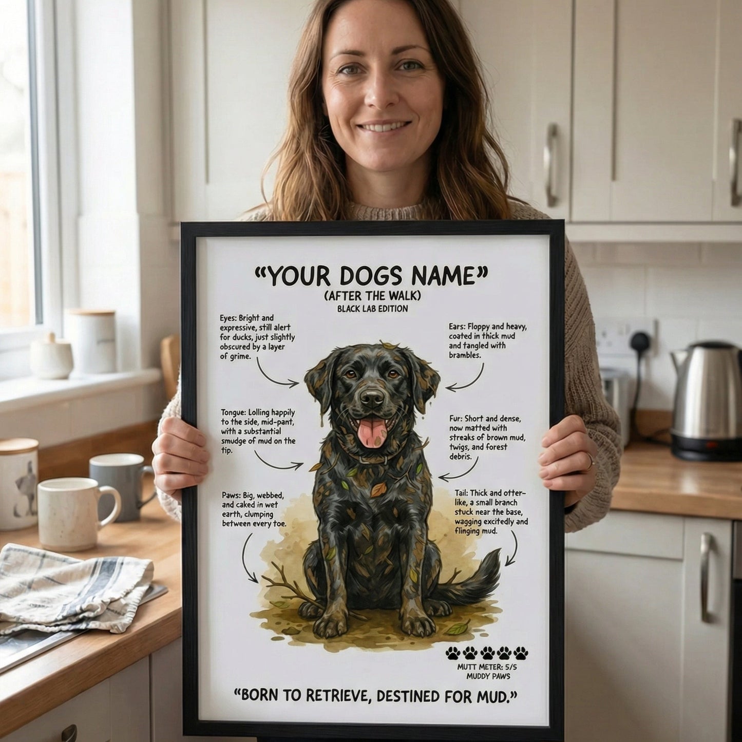 Black Labrador - "After The Walk" Personalised Print