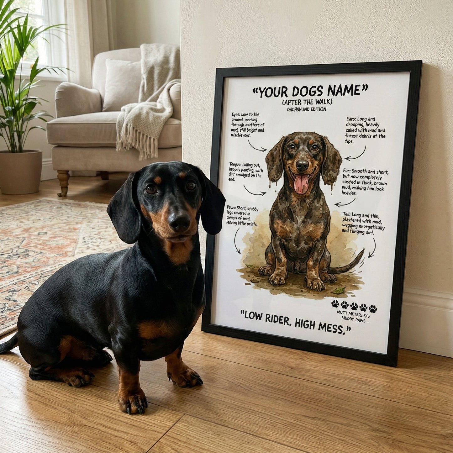 Dachshund  - "After The Walk" Personalised Print